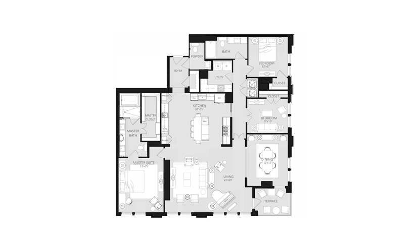 C1 - 3 bedroom floorplan layout with 2.5 bathrooms and 2274 square feet
